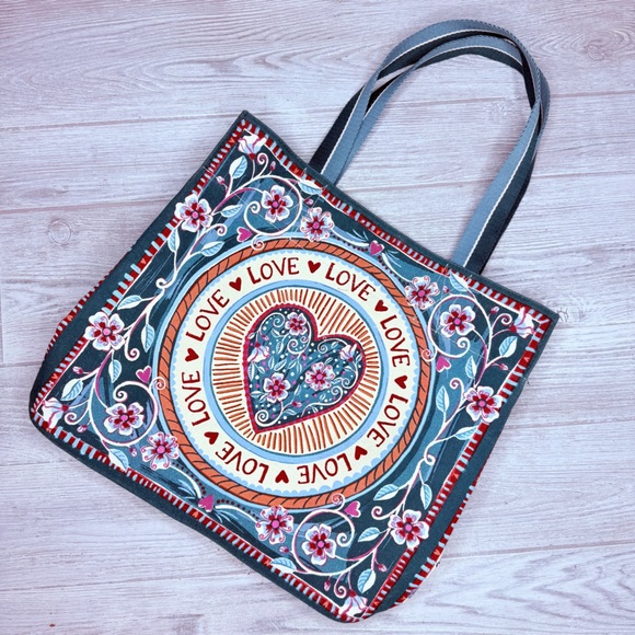 Brighton Handbags - Brighton Bella Tile Tote bag purse “ all you need is love “ beach bag